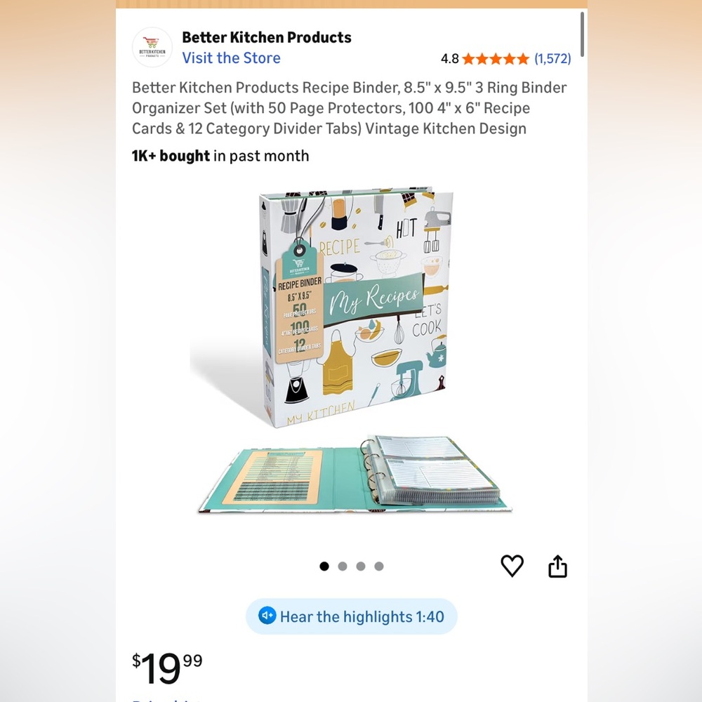 Better Kitchen Recipe Binder organizer set